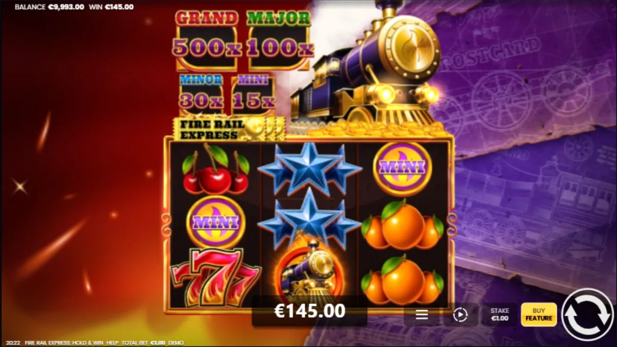 Fire Rail Express: Hold & Win স্লটের স্টিমপাঙ্ক থিম এবং ট্রেনের দৃশ্য