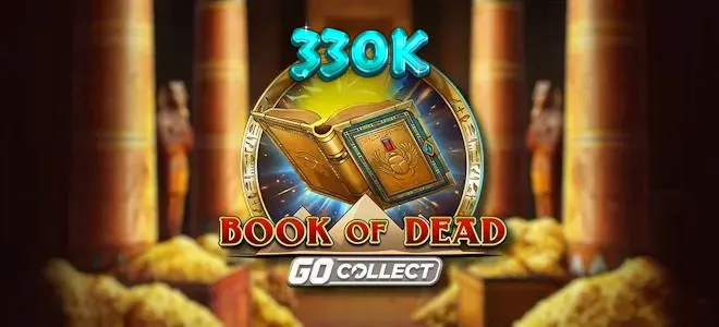 Book of Dead GO Collect স্লট গেমের নিয়ন এবং প্রাচীন মন্দিরের থিমযুক্ত ইন্টারফেস